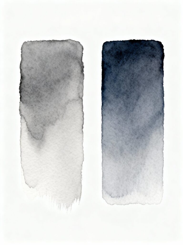 Comparison showing difference between staining and non-staining watercolor pigments and their lifting properties