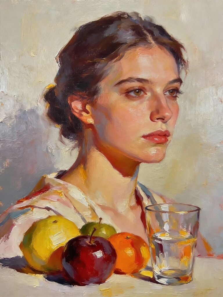 Oil painting demonstration showing smooth blending, rich colors, and characteristic luminous quality of oil paint