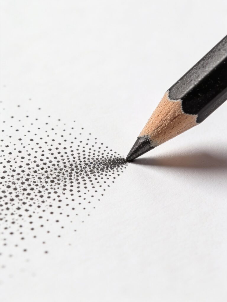 Stippling shading technique showing individual pencil dots creating value gradient from light to dark areas