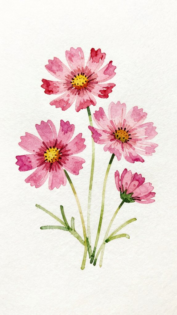 spontaneous asymmetric cosmos flower practice