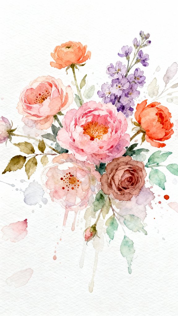 12 Ideas to Drawing Watercolor Romantic Flowers