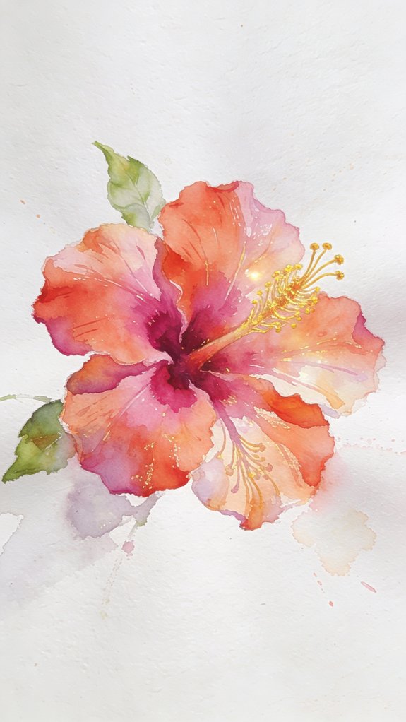 minimalist watercolor floral portrayal