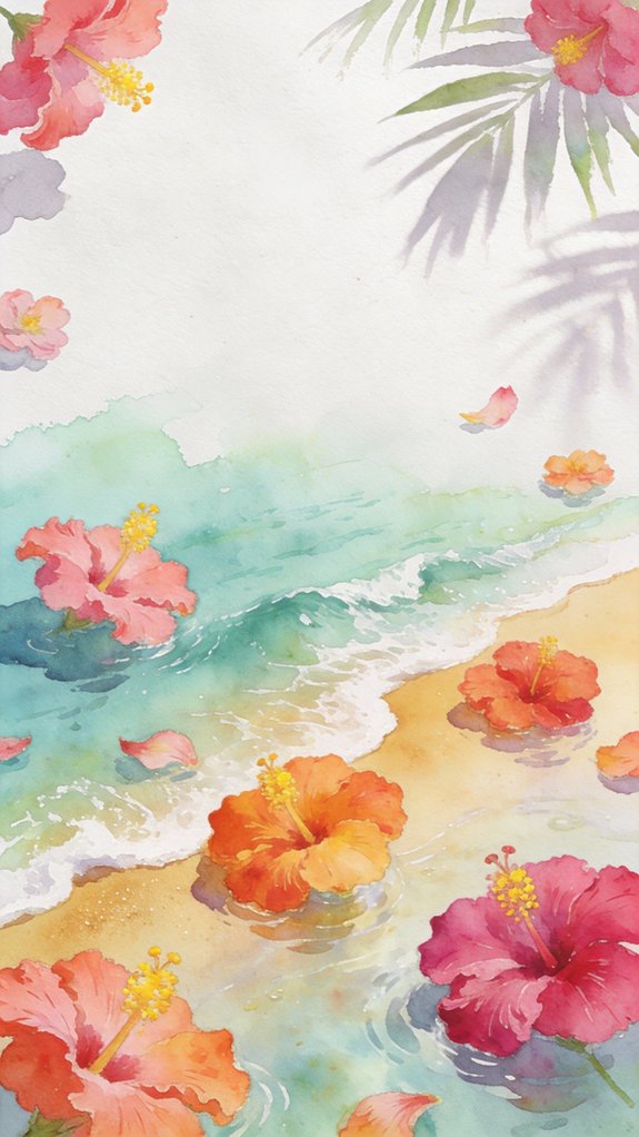 vibrant tropical coastal watercolor storytelling