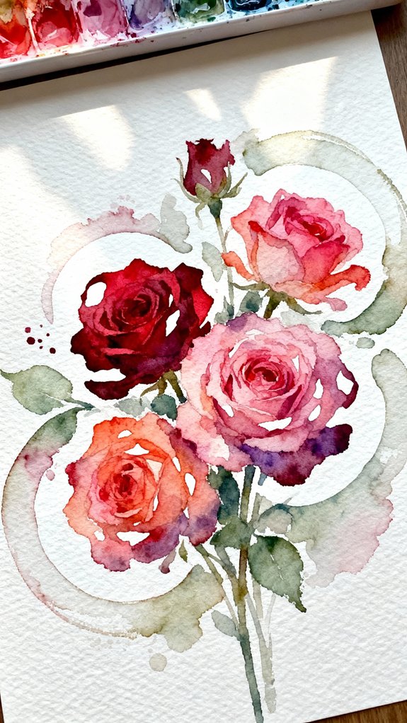 negative painting defines rose petals