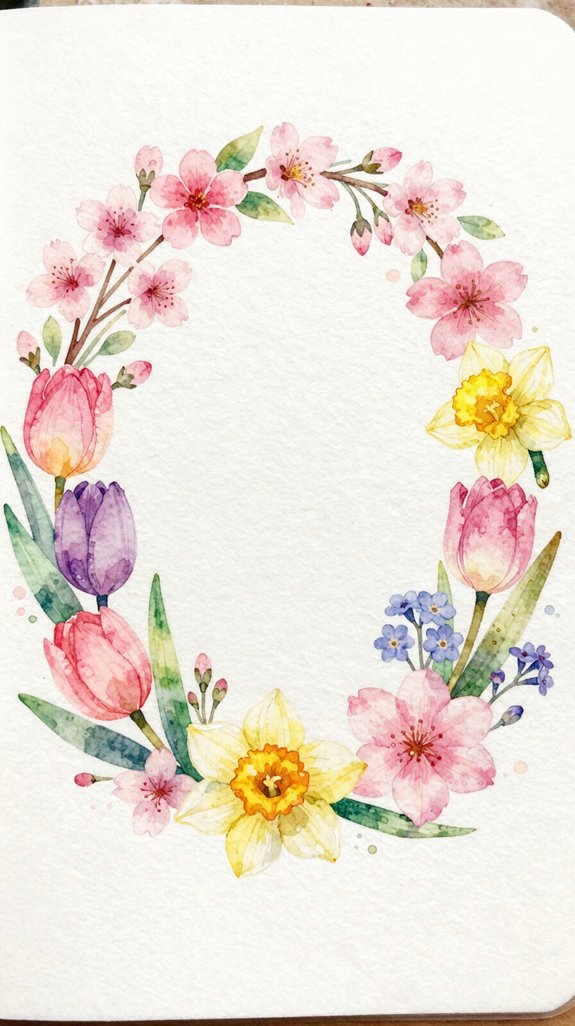 balanced eye catching spring wreath composition