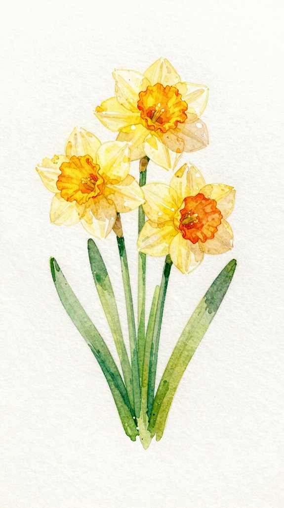 cheerful wet on wet daffodil layering