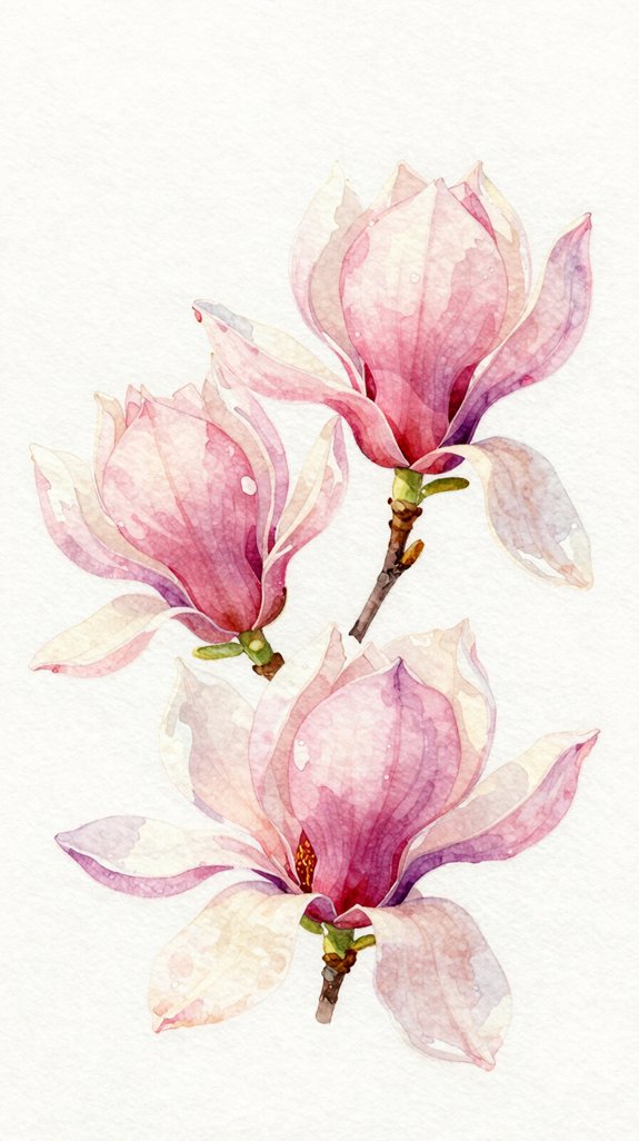 delicate layered luminous magnolia blooms