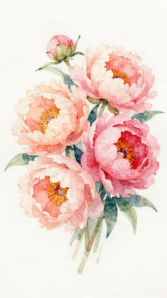 soft romantic layered flowing peonies
