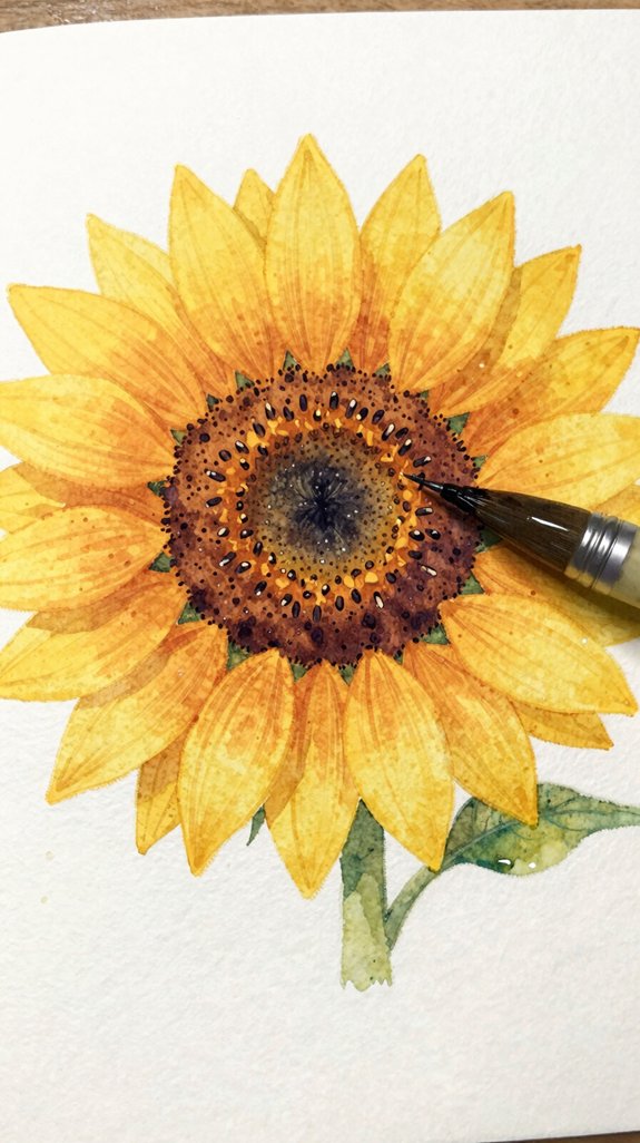 textured sunflower center with layered seeds