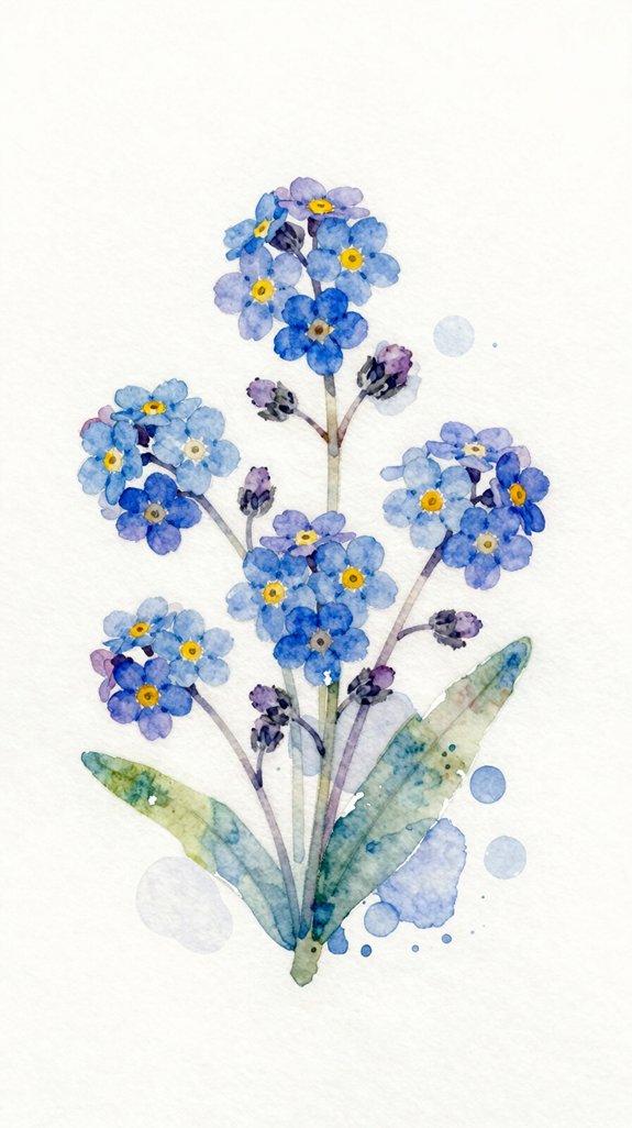 delicate ethereal soft feathered forget me nots
