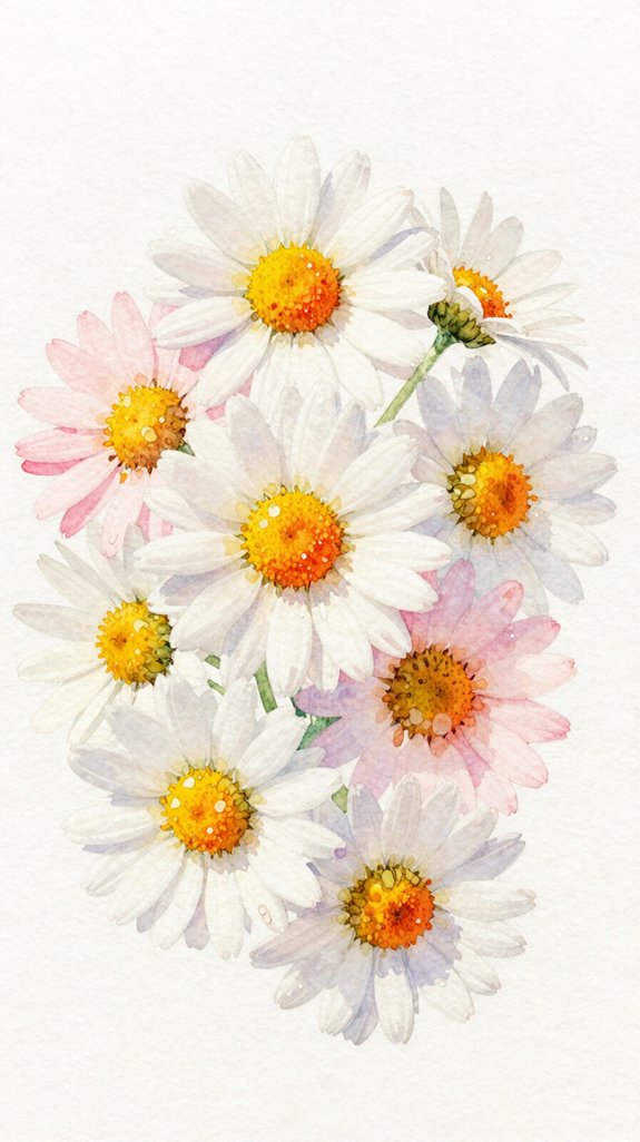 spontaneous vibrant wet on wet natural daisies