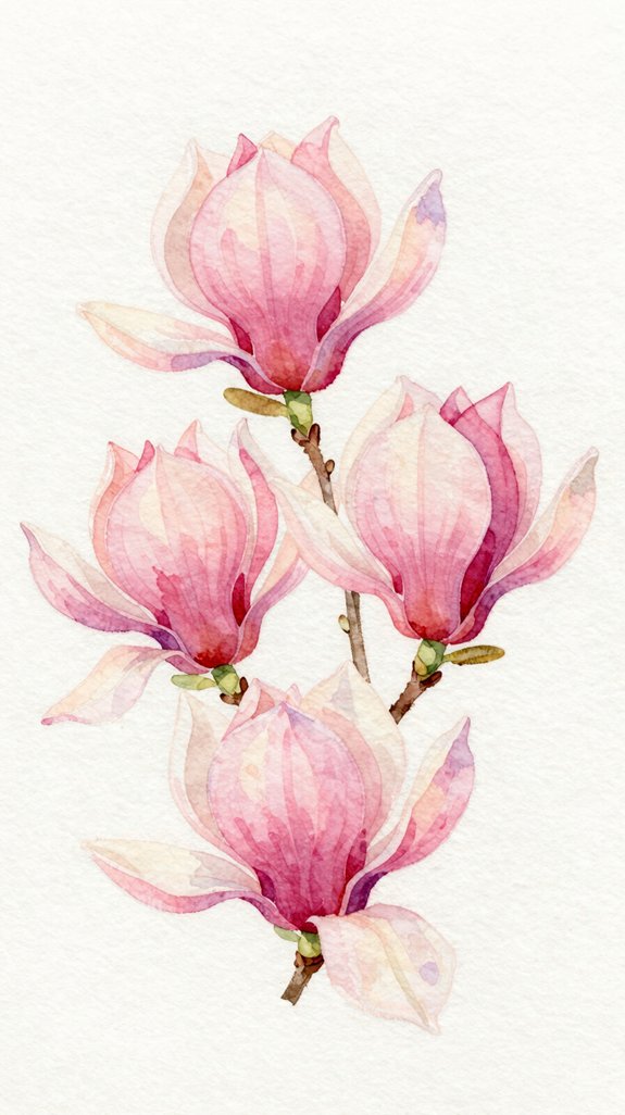 gradient color layered translucent magnolia petals