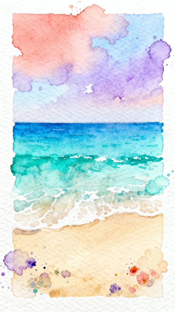wet on wet blending creates dreamy beach horizon