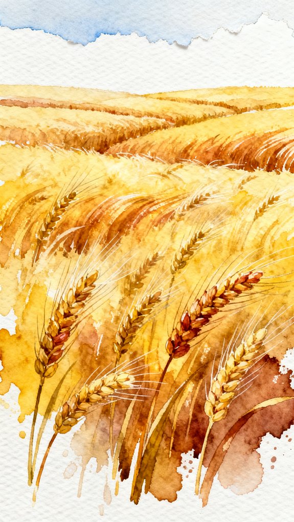 simple brushwork golden wheat field