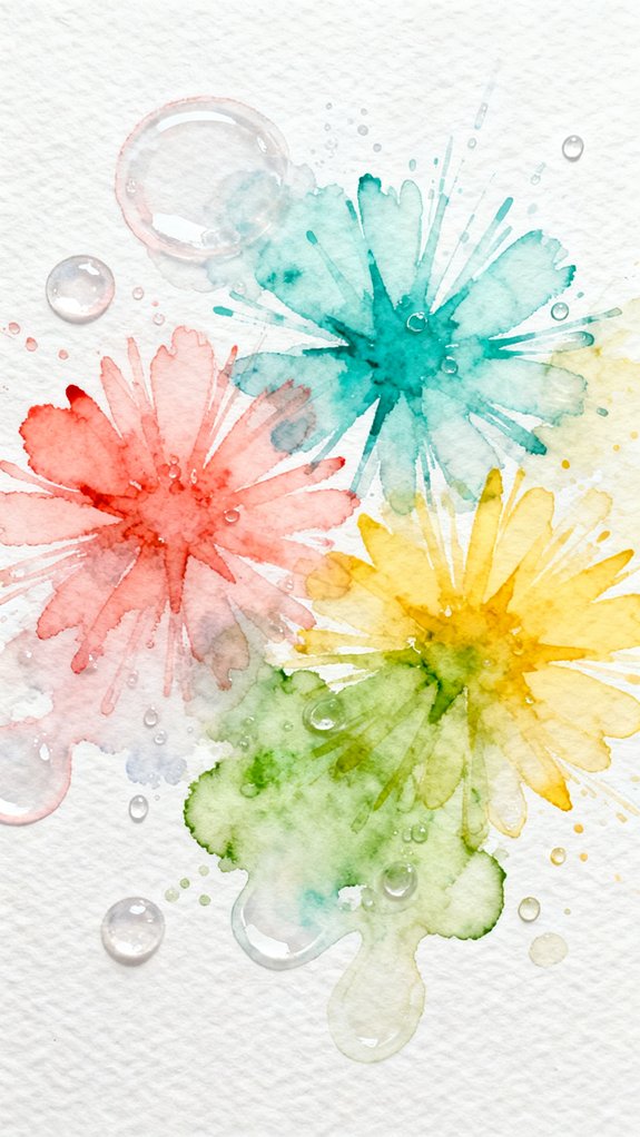 vibrant color explosions through water spray