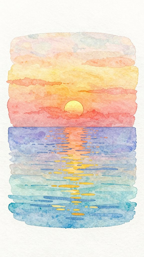 sunset ocean watercolor painting tutorial