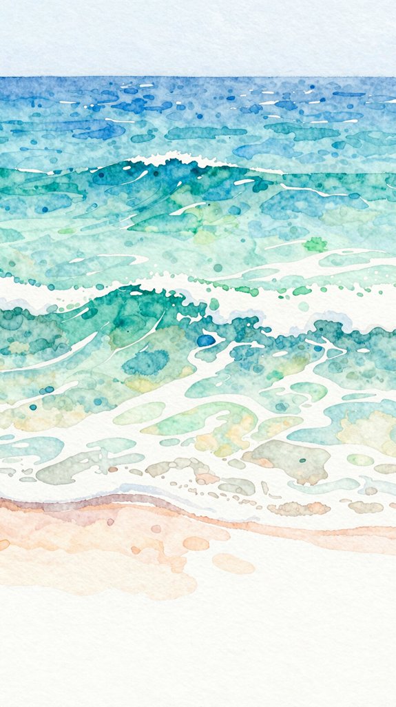 wet on wet watercolor ocean waves