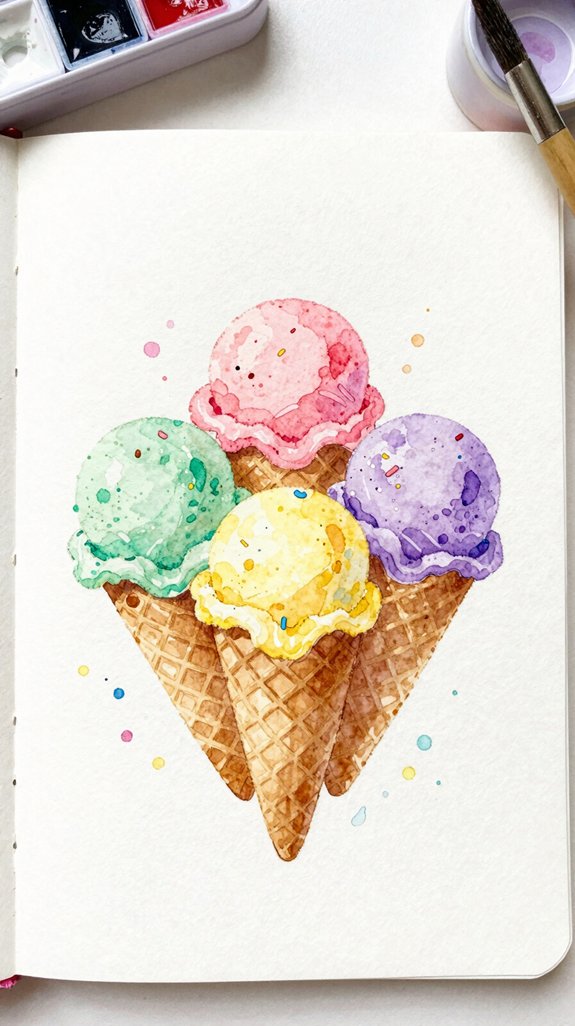 vibrant cheerful dimensional delicious ice cream