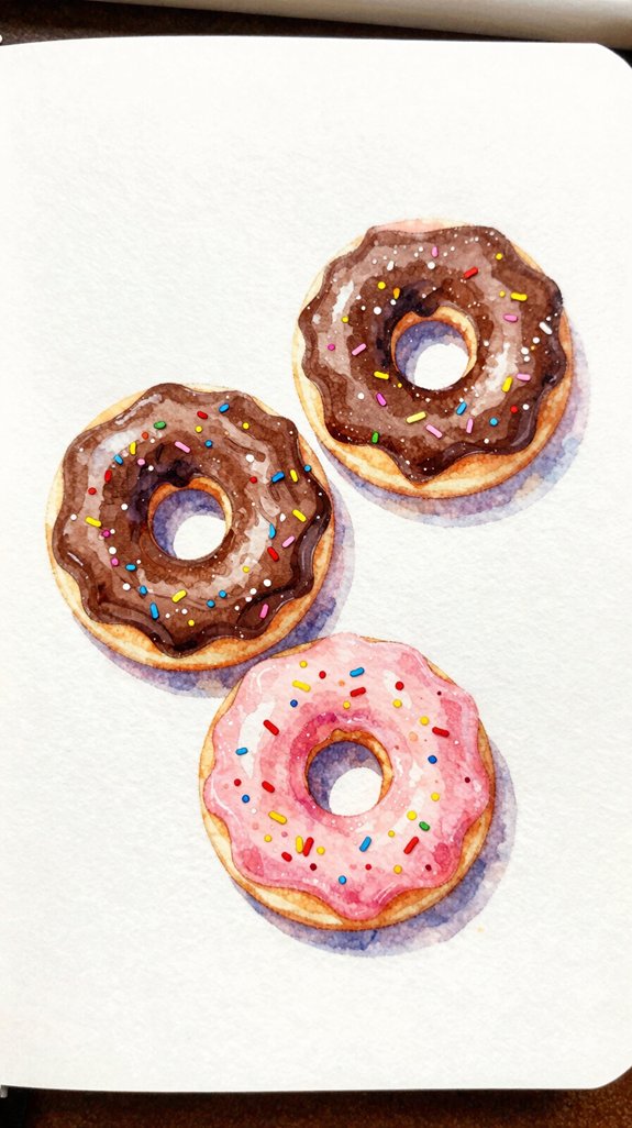 vibrant glowing creative donut watercolors