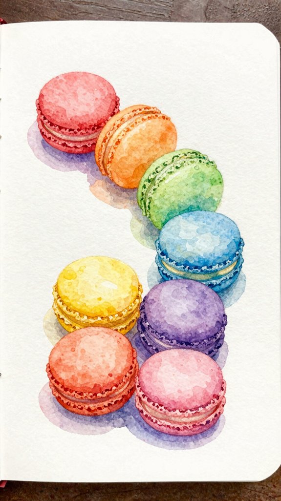 vibrant watercolor macaron masterpieces