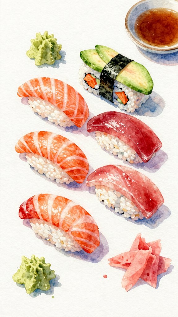 vibrant watercolor sushi painting tutorial
