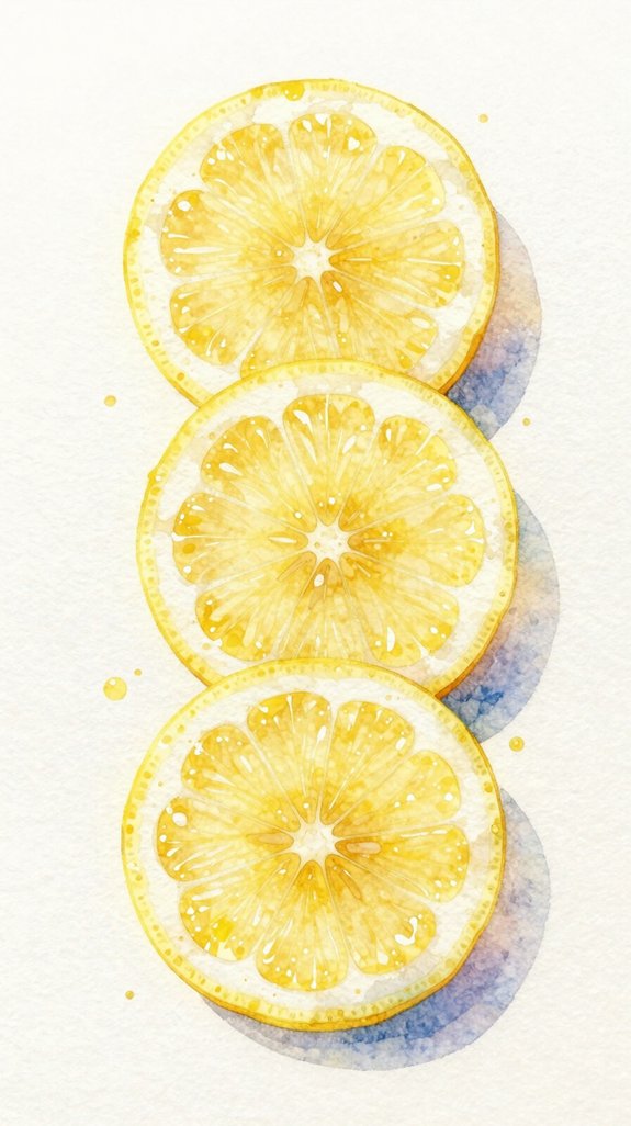 juicy luminous wet on wet watercolor lemon slices
