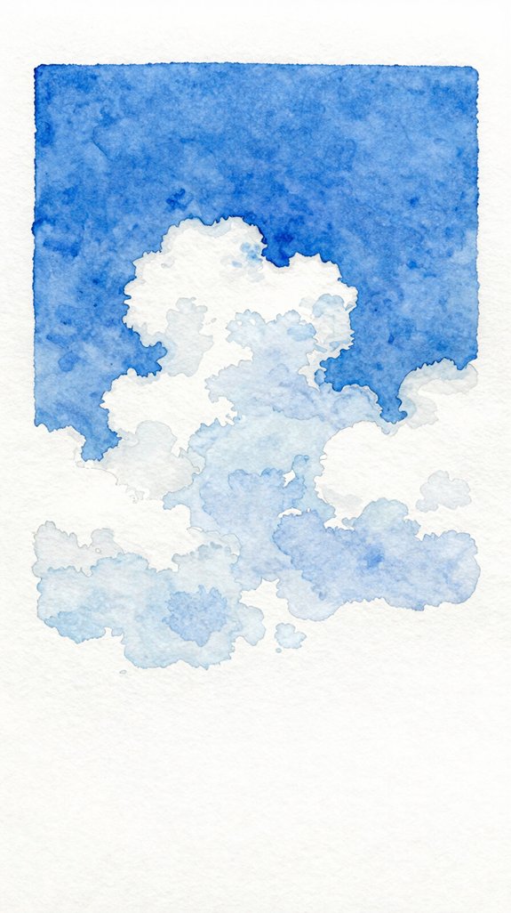 negative painting puffy cloud technique