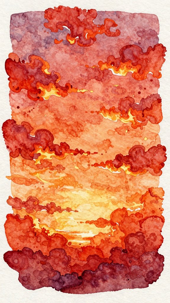 dramatic fiery sky bold color blending