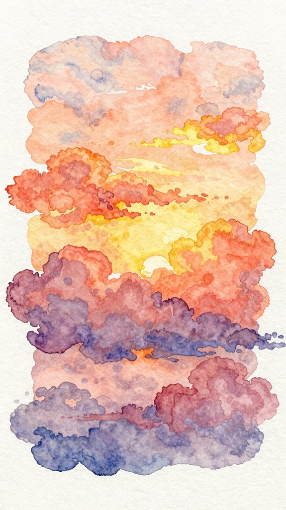 layered dimensional luminous cloud paintings