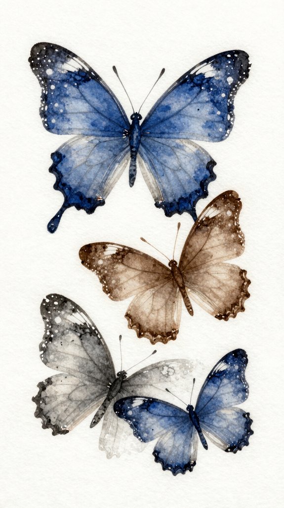 monochrome limited palette value focused butterflies