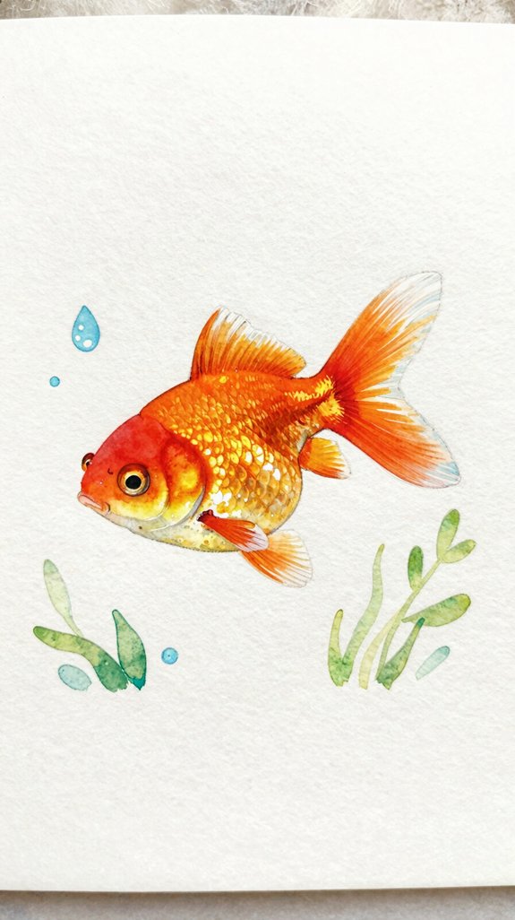 simplified step by step watercolor goldfish study
