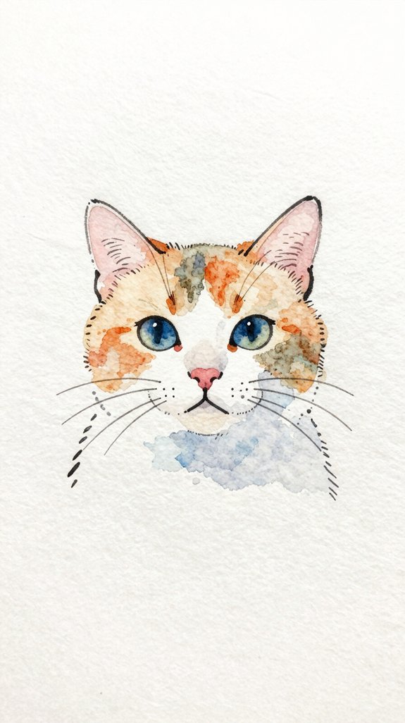 elegant minimalist watercolor cat portraits