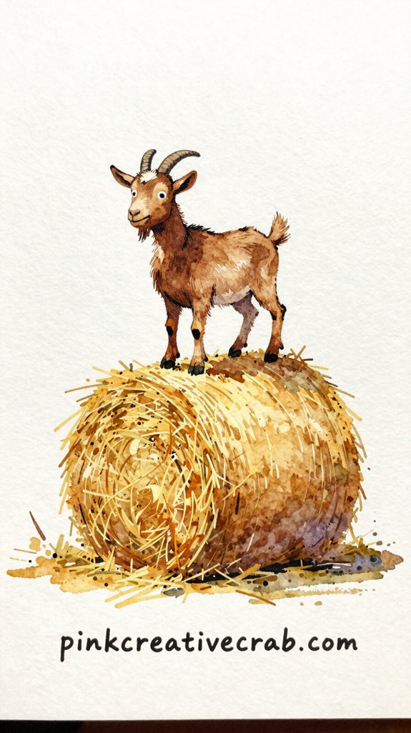 confident whimsical textured goat balancing