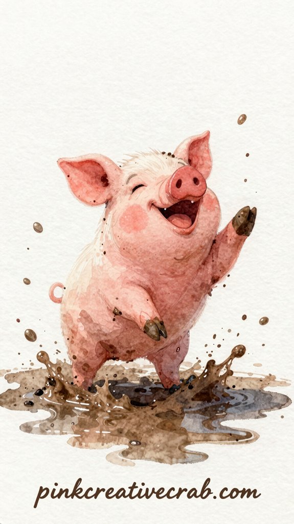 joyful muddy pig splash fun