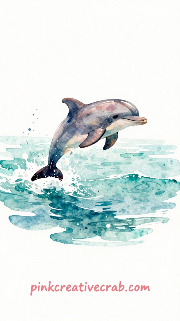 lively playful dolphin in turquoise waves