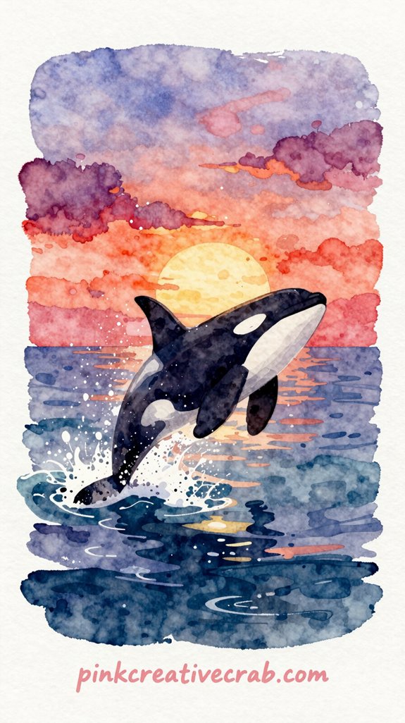 bold orca silhouette sunset
