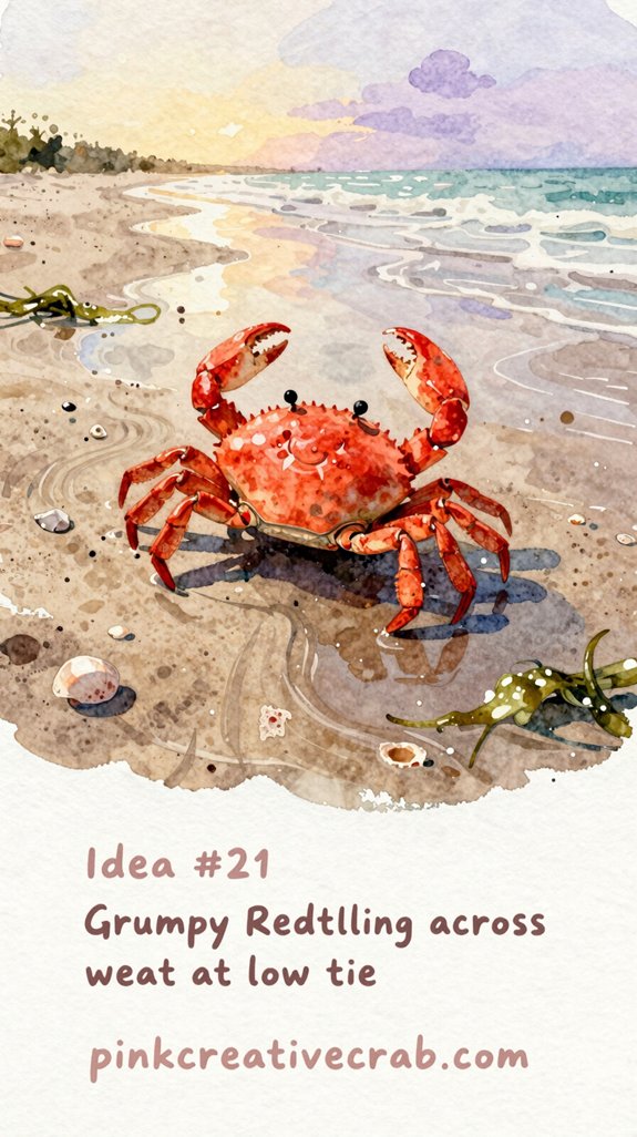 grumpy red crab dramatic wet low tide