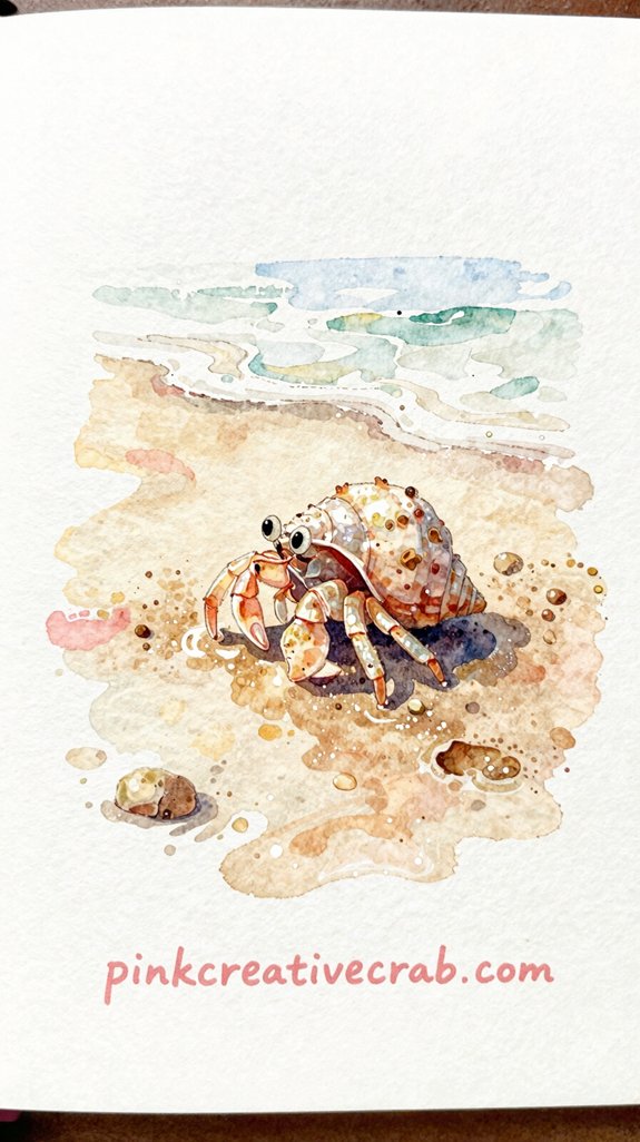 tiny hermit crab on beach
