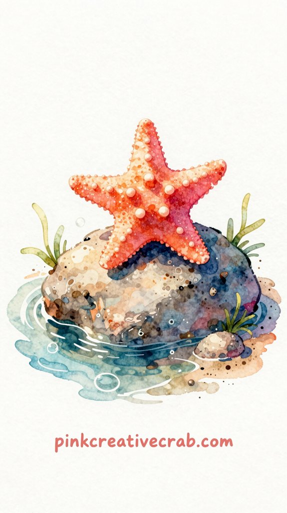 vibrant starfish wet on wet textured experimental watercolor