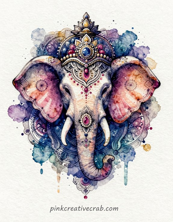 ornate mandala watercolor ganesha inspired