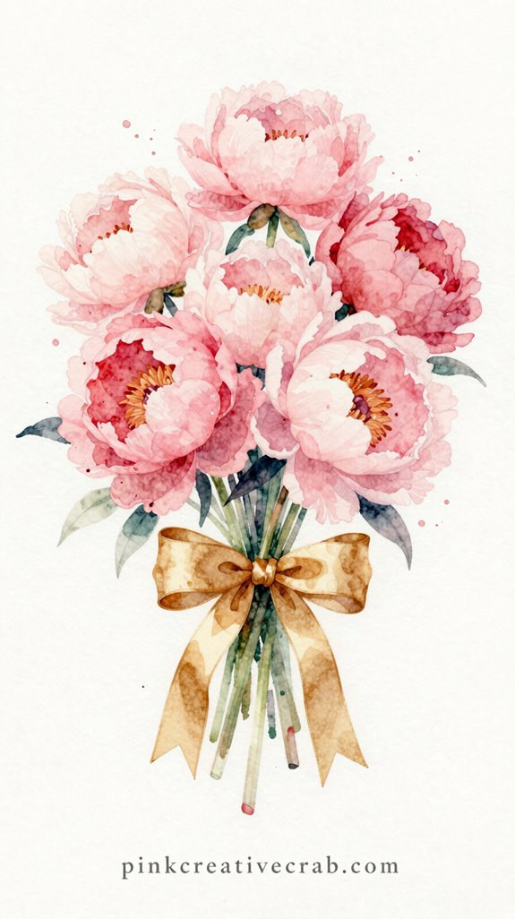 loose messy elegant watercolor peonies
