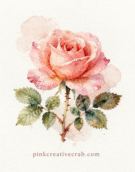 flourishing wild rose with intricate details