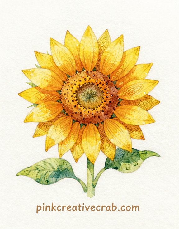 foolproof sunflower zentangle watercolor flower