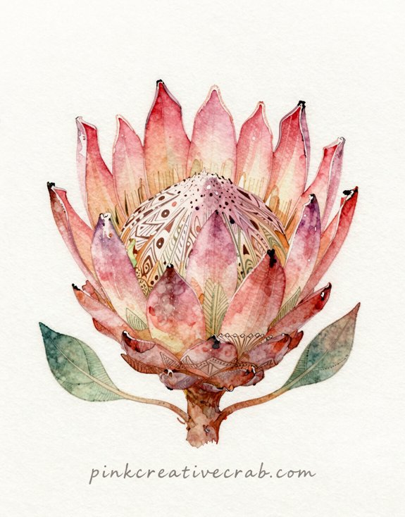 intricate waterproof lighting sensitive protea zentangle