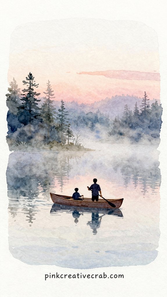 tranquil father son bonding on the lake