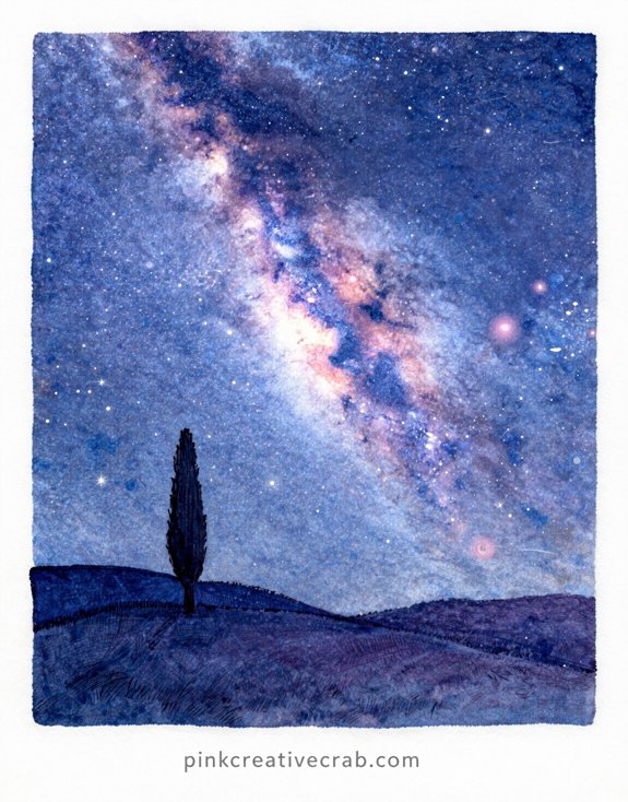 forgiving night sky watercolor landscape