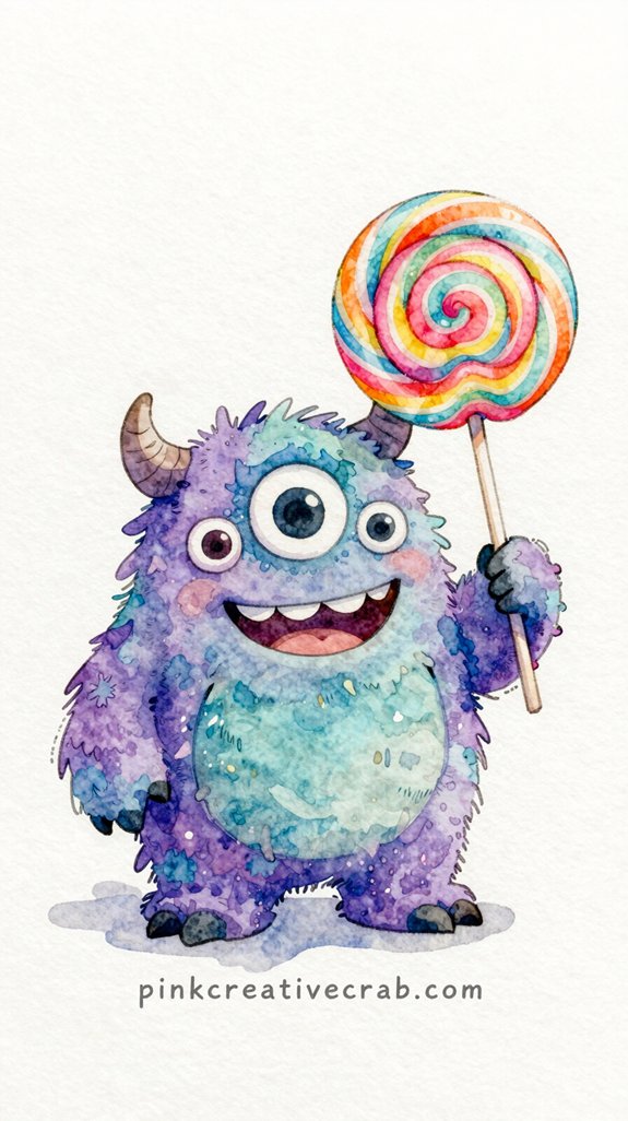 cheerful monster with three eyes