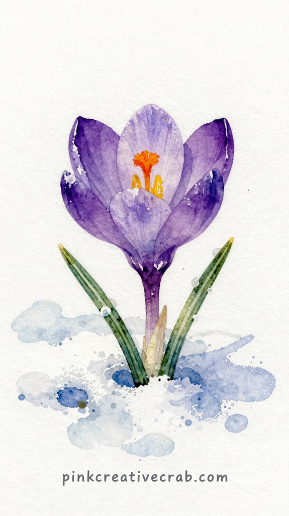 delicate blooms emerging from snow