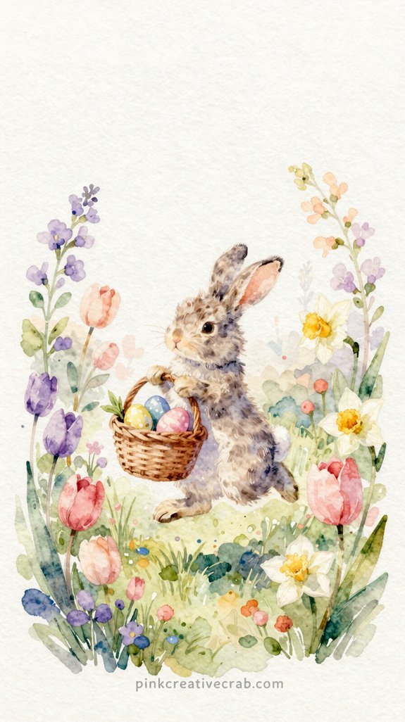 whimsical easter bunny pastel garden