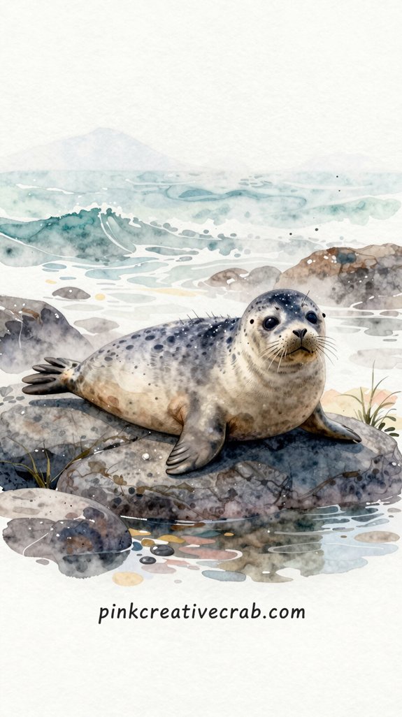 adorable seal pup in morning mist